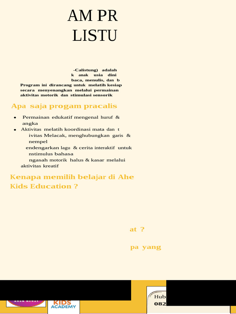 Program Edukasi Anak Usia Dini Ahe | PDF