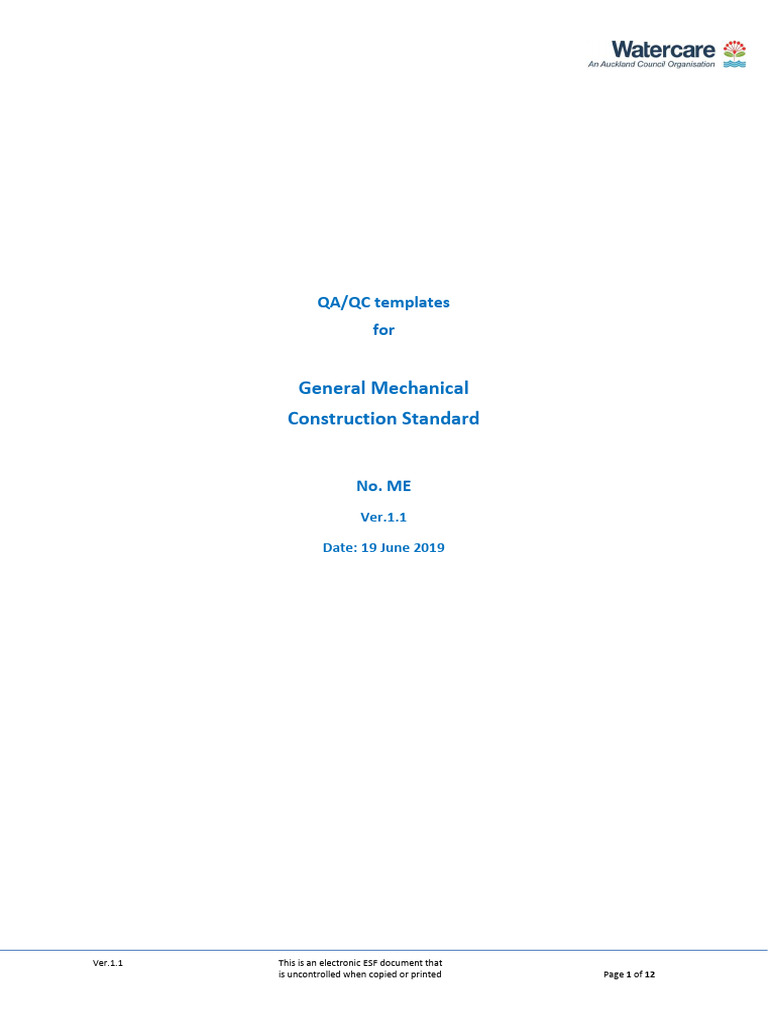 QA/QC Templates for Mechanical Construction | PDF | Pipe (Fluid ...