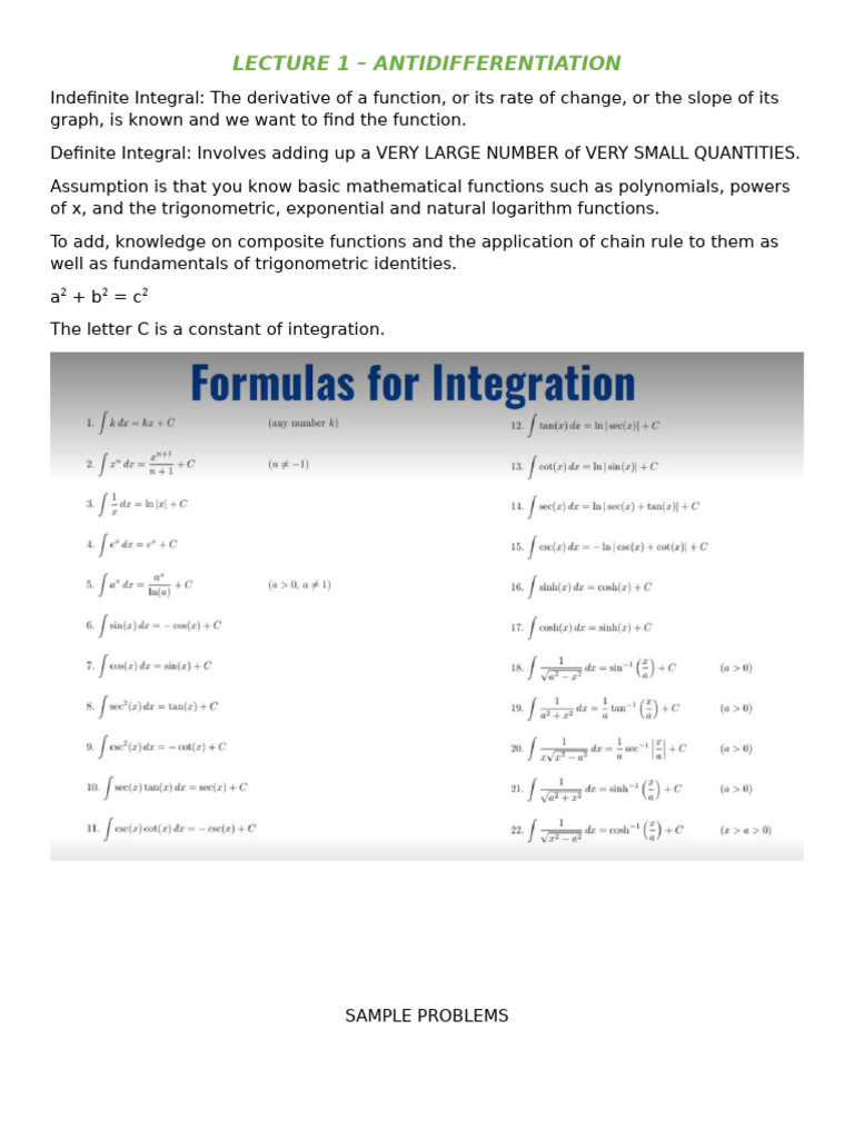 Antidifferentiation and Integration Techniques | PDF | Integral ...