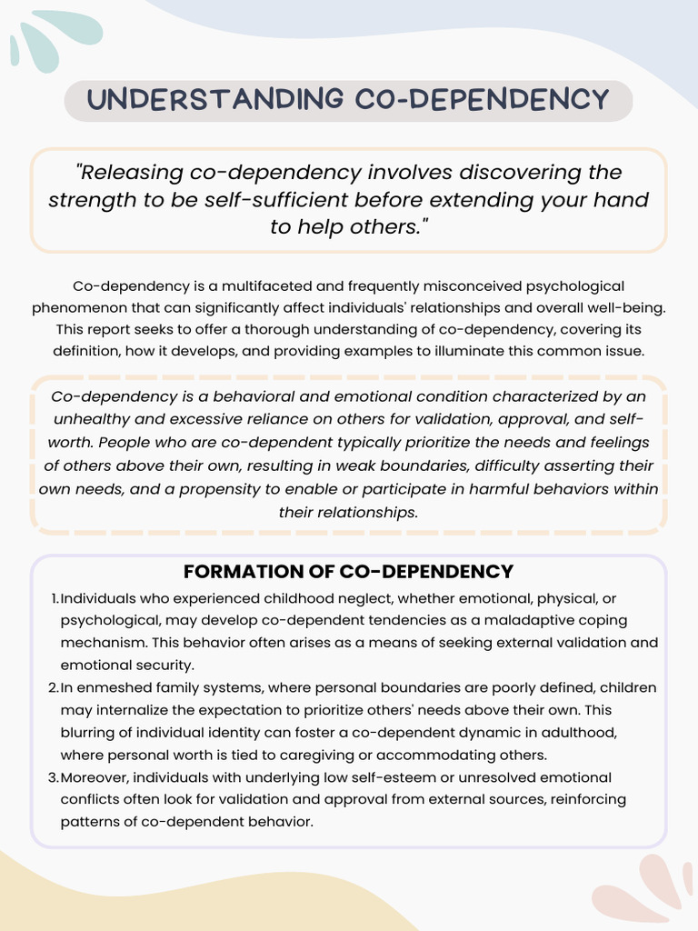 Understanding Co-Dependency Dynamics | PDF | Self Esteem | Well Being