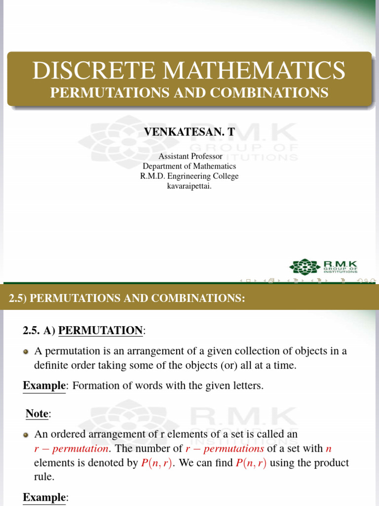 Permutations and Combinations Explained | PDF | Permutation | Numbers