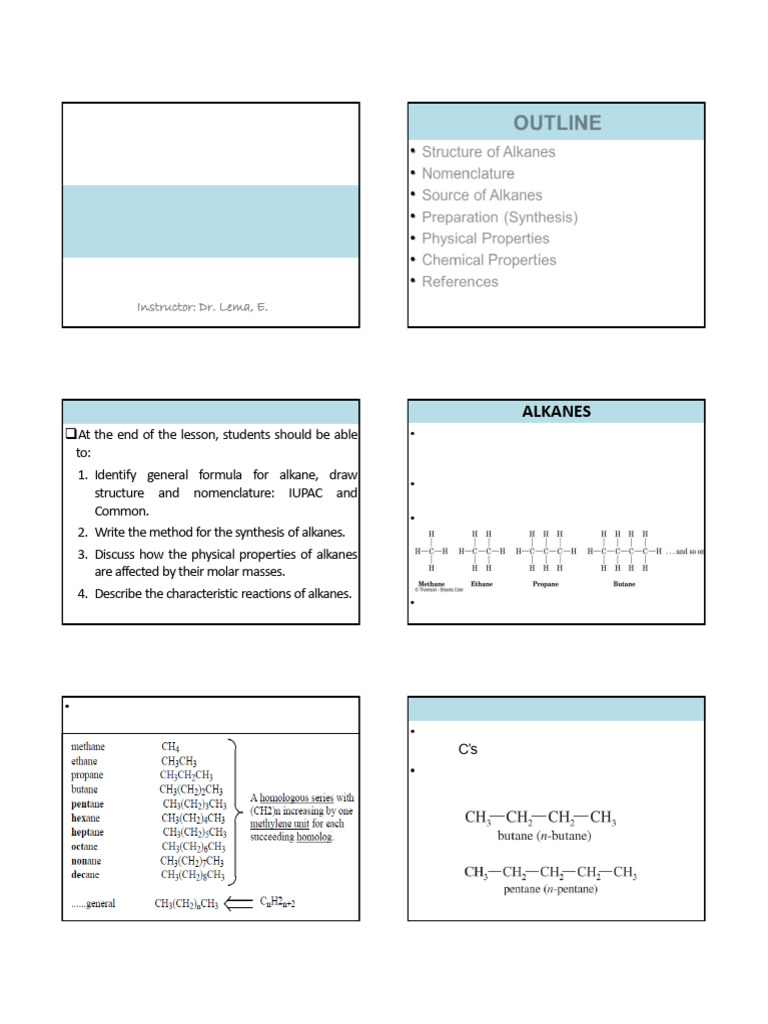 Alkanes and Cycloalkanes Overview | PDF | Alkane | Chemical Reactions