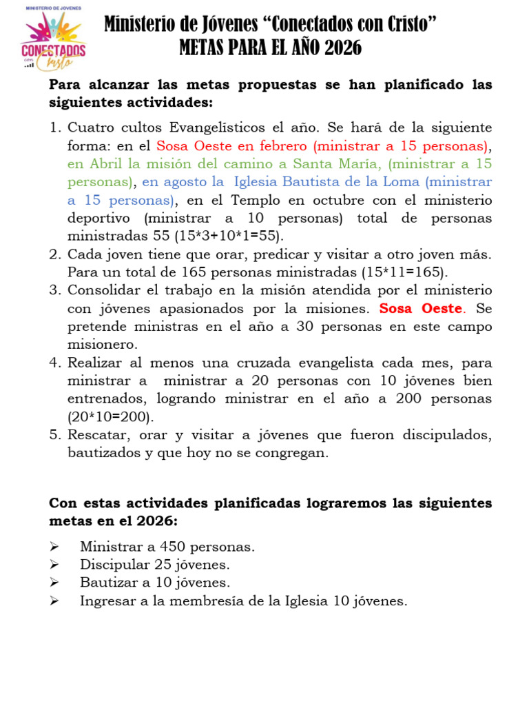 Metas 2026 del Ministerio 