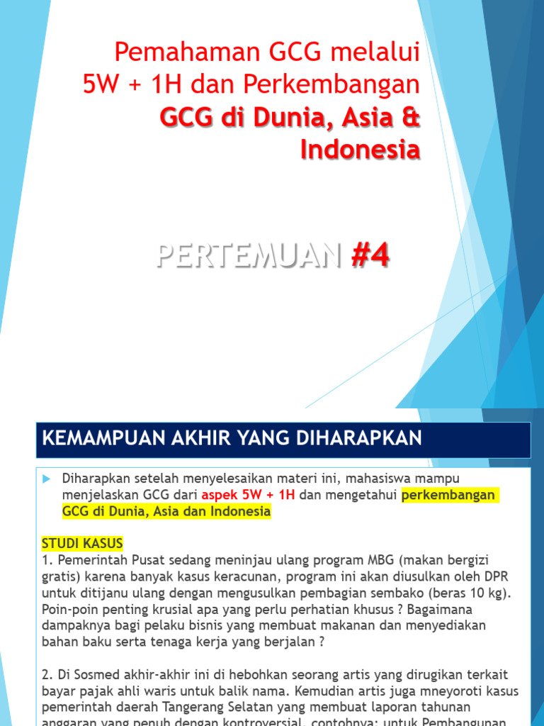 Pemahaman GCG: 5W + 1H dan Perkembangannya | PDF
