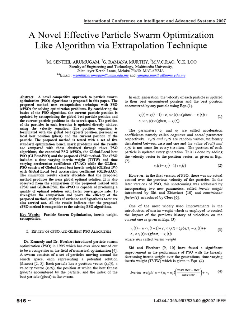 A Novel Effective Particle Swarm Optimization Like Algorithm Via ...