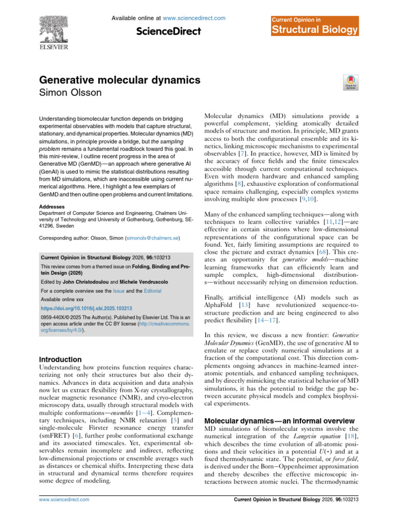 Generative Molecular Dynamics Review | PDF | Molecular Dynamics ...