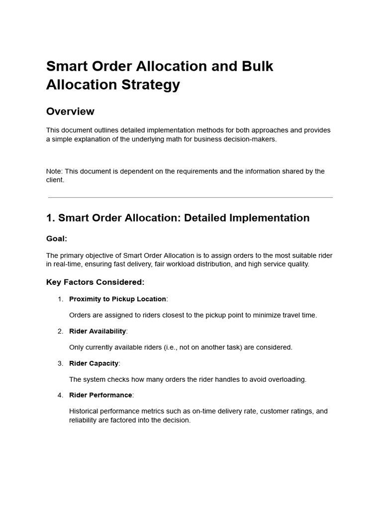 Smart Order & Bulk Allocation Strategies | PDF | Cluster Analysis ...