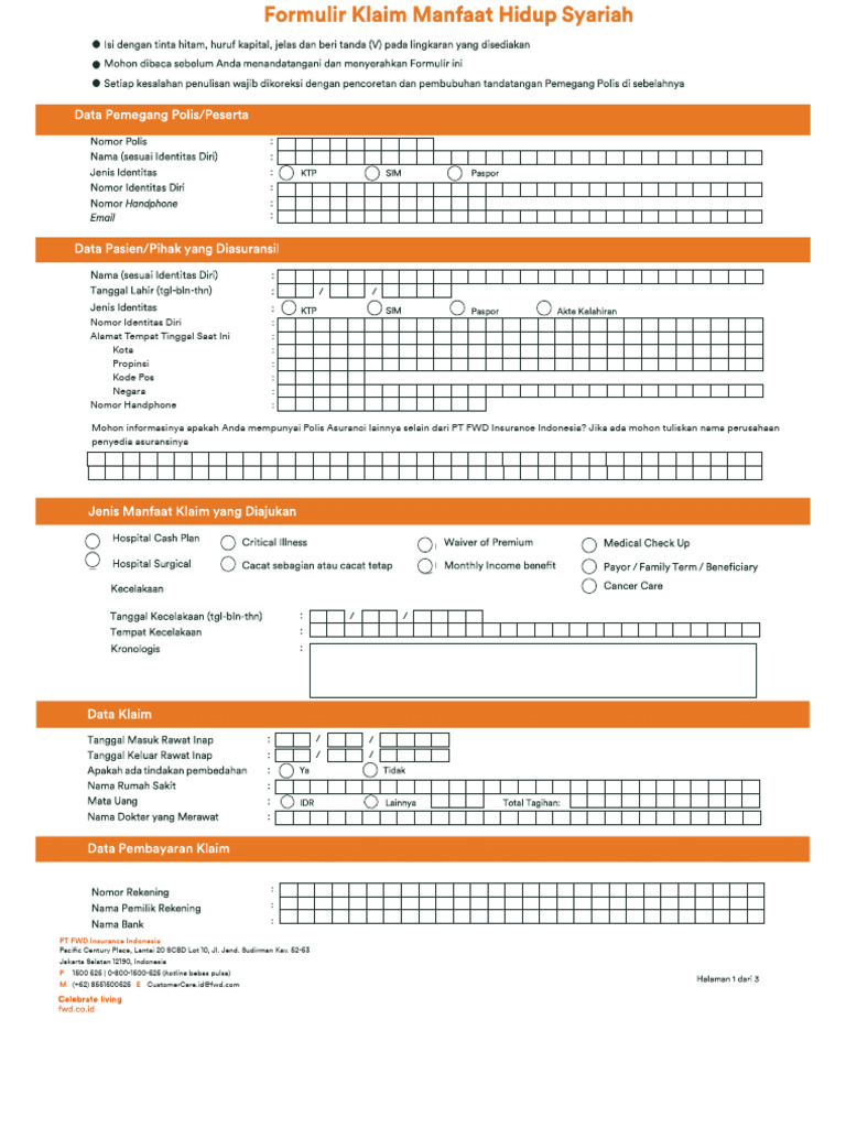 Formulir Data Asuransi FWD Indonesia | PDF