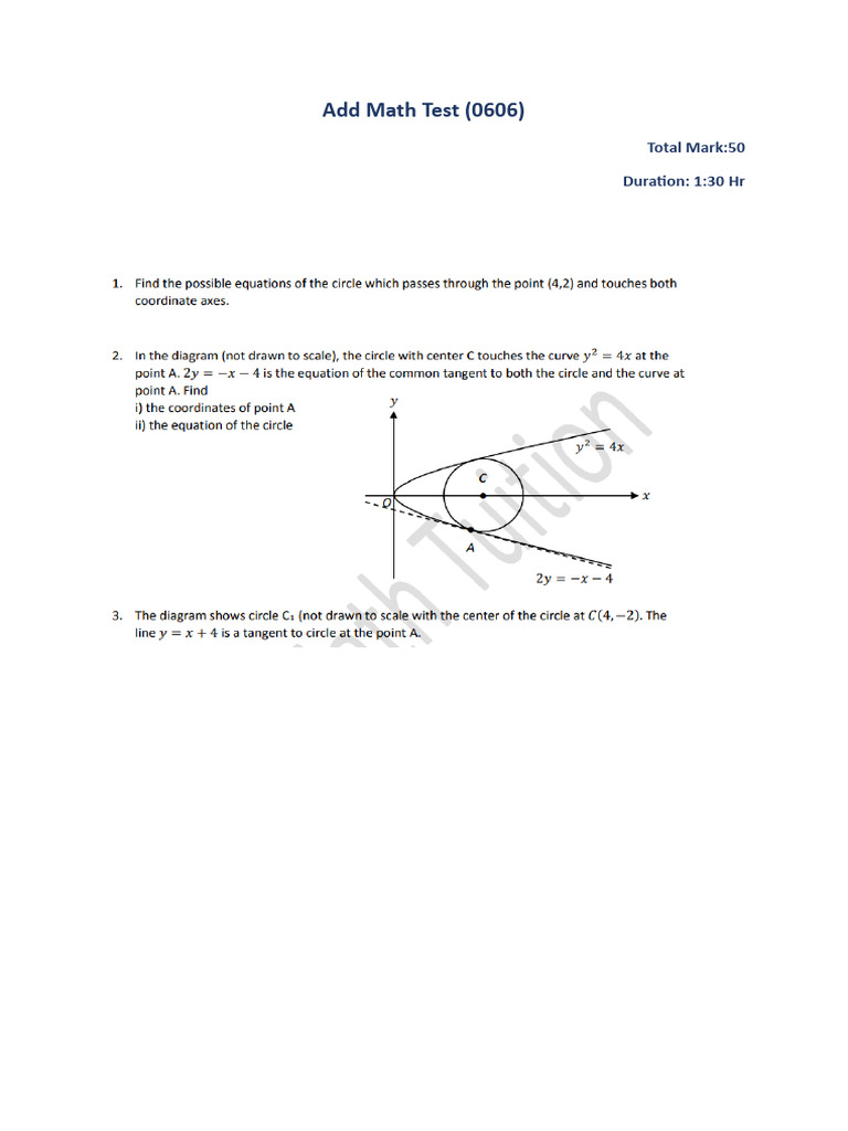Add Math Test Question Paper | PDF