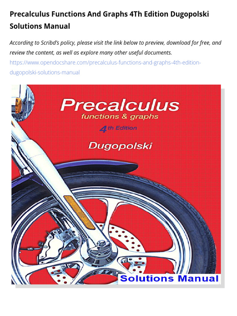 Precalculus Functions & Graphs Solutions | PDF | Trigonometric ...