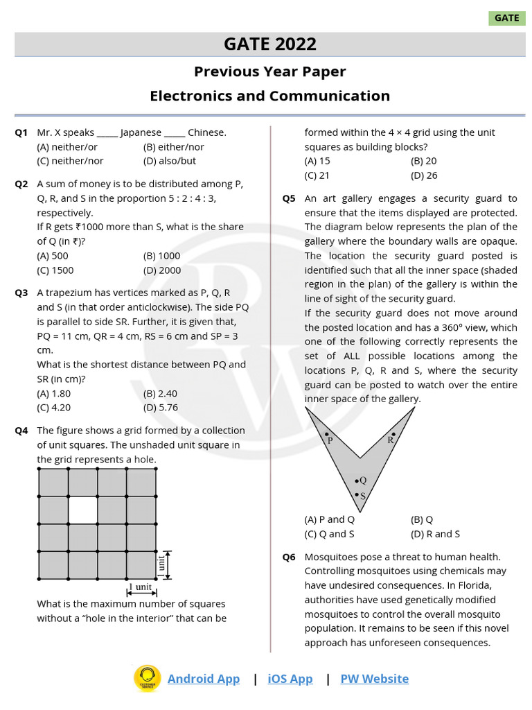 Gate Ece 2022 Pyq PDF | PDF