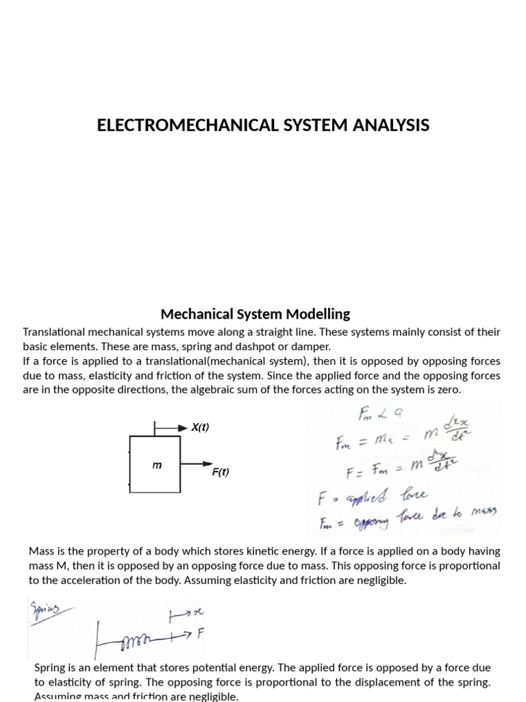 Electromechanical System Analysis Guide | PDF | Force | Torque