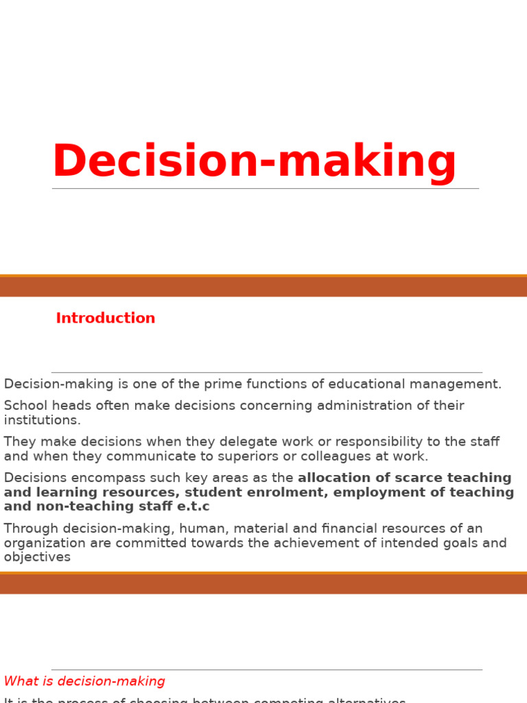 Effective Decision-Making in Education | PDF | Teachers | Decision Making