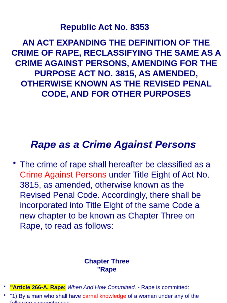 Expanded Rape Definition in Philippine Law | PDF | Rape | Crimes