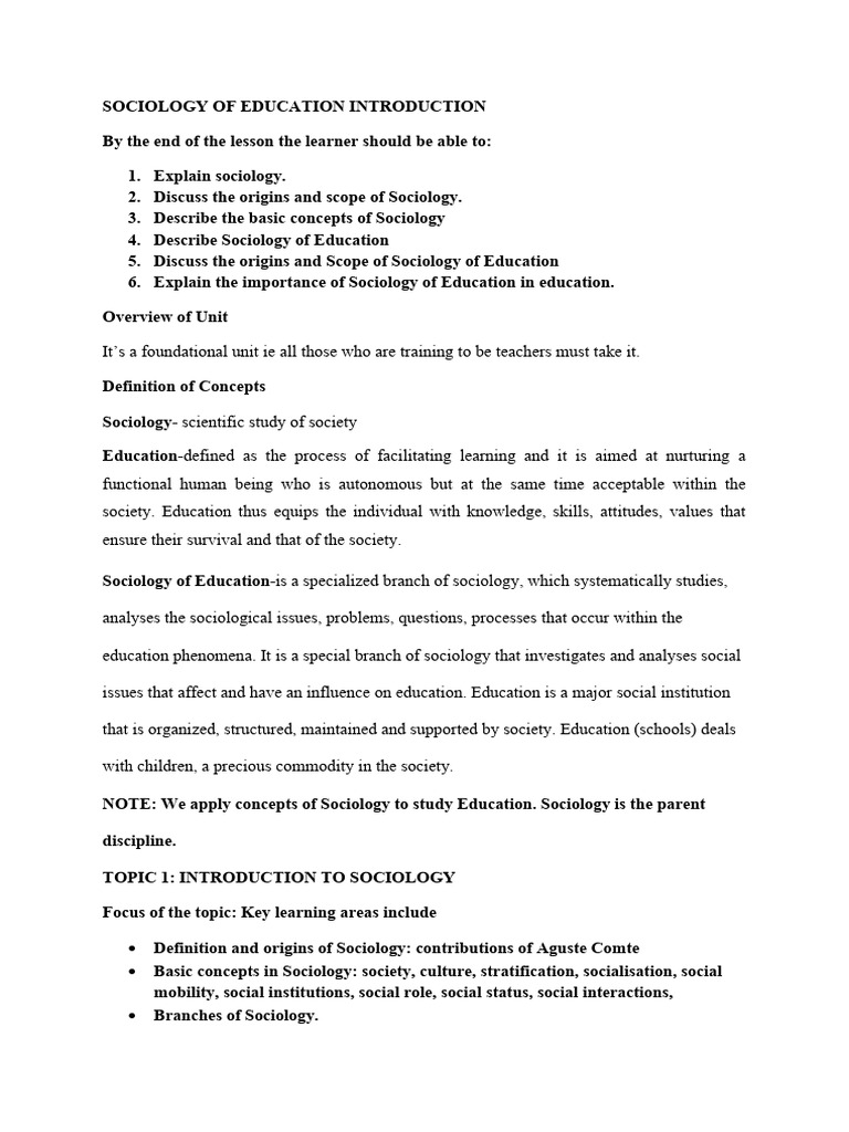 Sociology of Education Overview | PDF | Sociology | Socialization