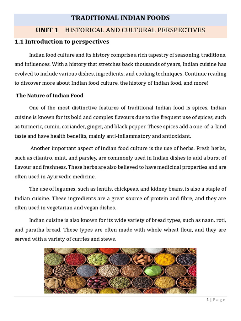 Traditional Indian Food Culture Overview | PDF | Indian Cuisine ...