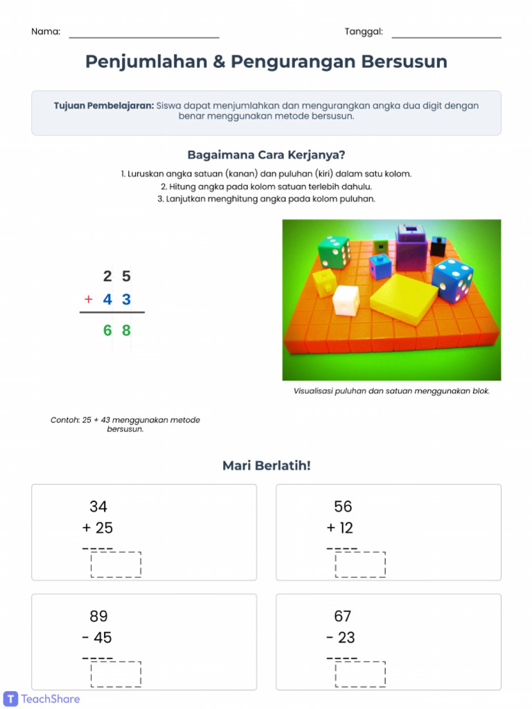 Metode Penjumlahan Dan Pengurangan Dua Digit | PDF