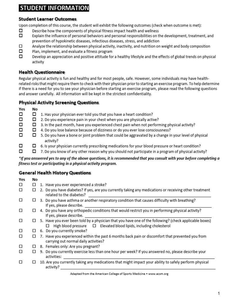 Student Health & Fitness Assessment Guide | PDF | Waist | Body Mass Index