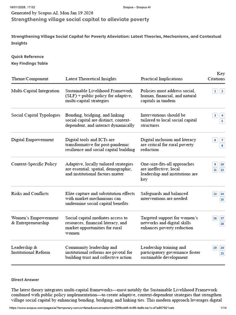 Village Social Capital for Poverty Alleviation | PDF | Social Capital ...