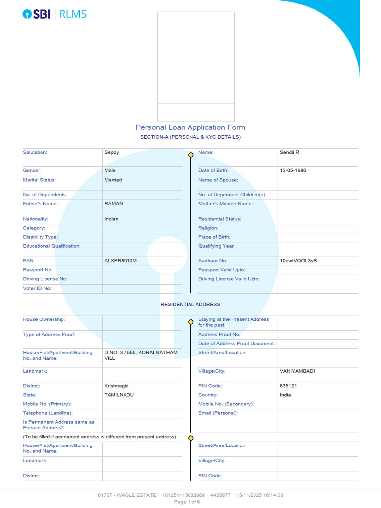 Personal Loan Application Form | PDF | Banks | Loans