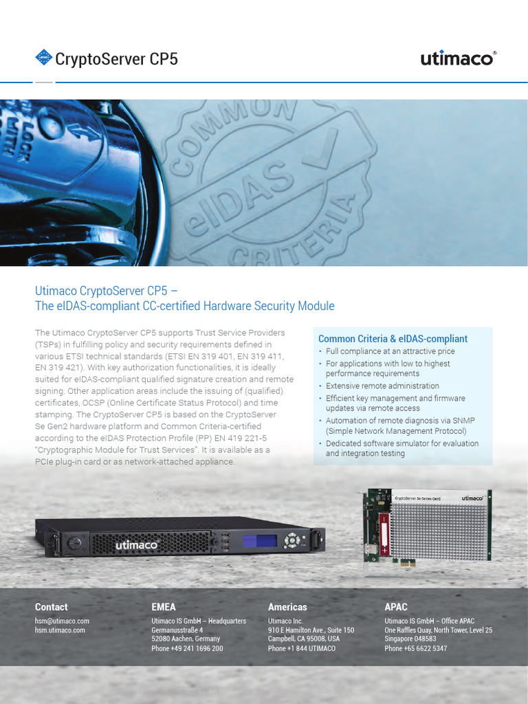 Utimaco CryptoServer CP5 Overview | PDF | Computer Engineering ...