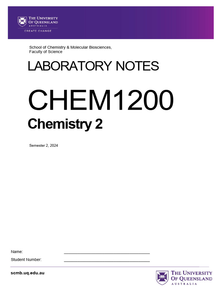CHEM1200 Laboratory Notes & Safety Guide | PDF | Thin Layer ...