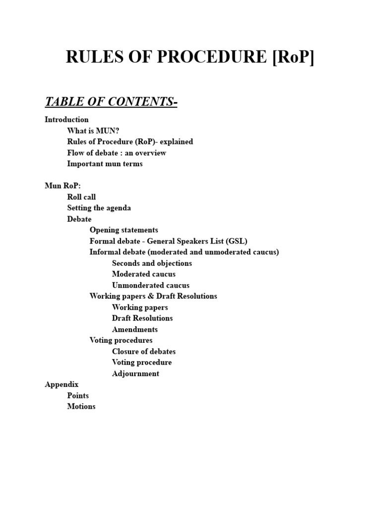 MUN Rules of Procedure Guide | PDF | Meetings | Government