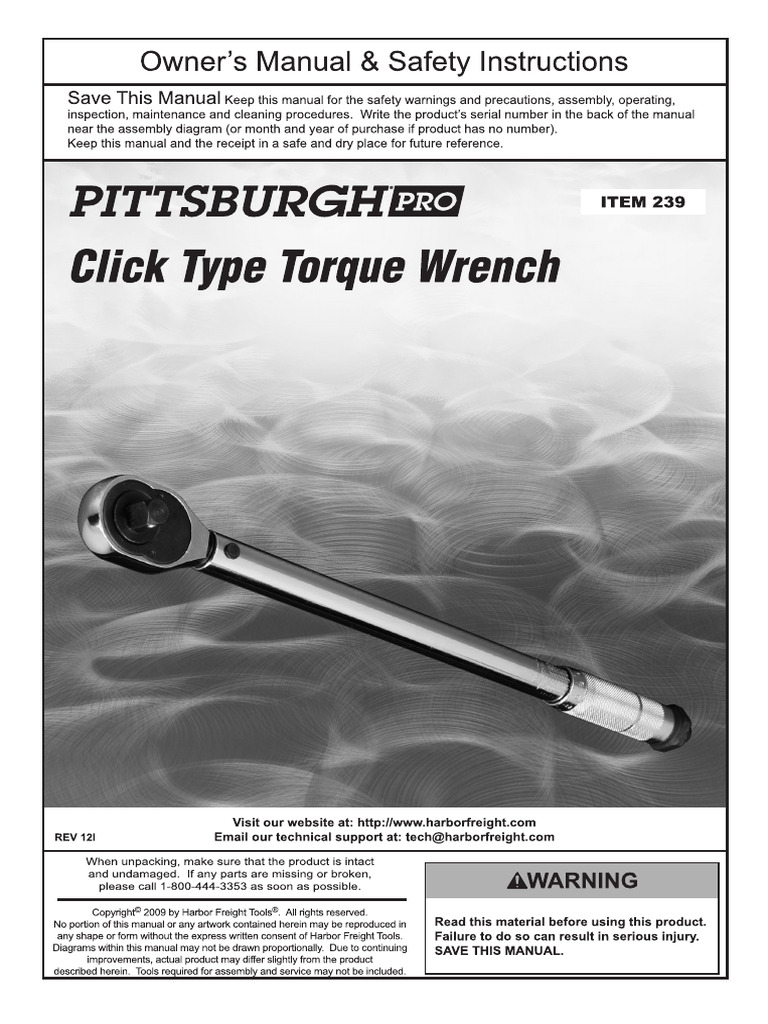 Torque Wrench Operating Instructions | PDF | Nut (Hardware)