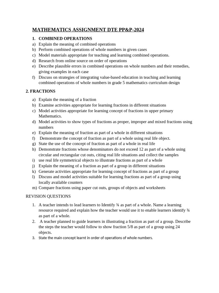 Grade 5 Math: Combined Operations & Fractions | PDF