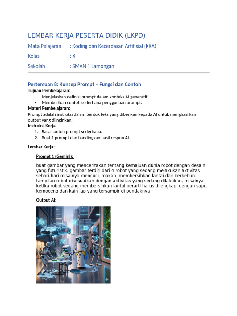 Konsep Prompt dalam Koding AI Kelas X | PDF