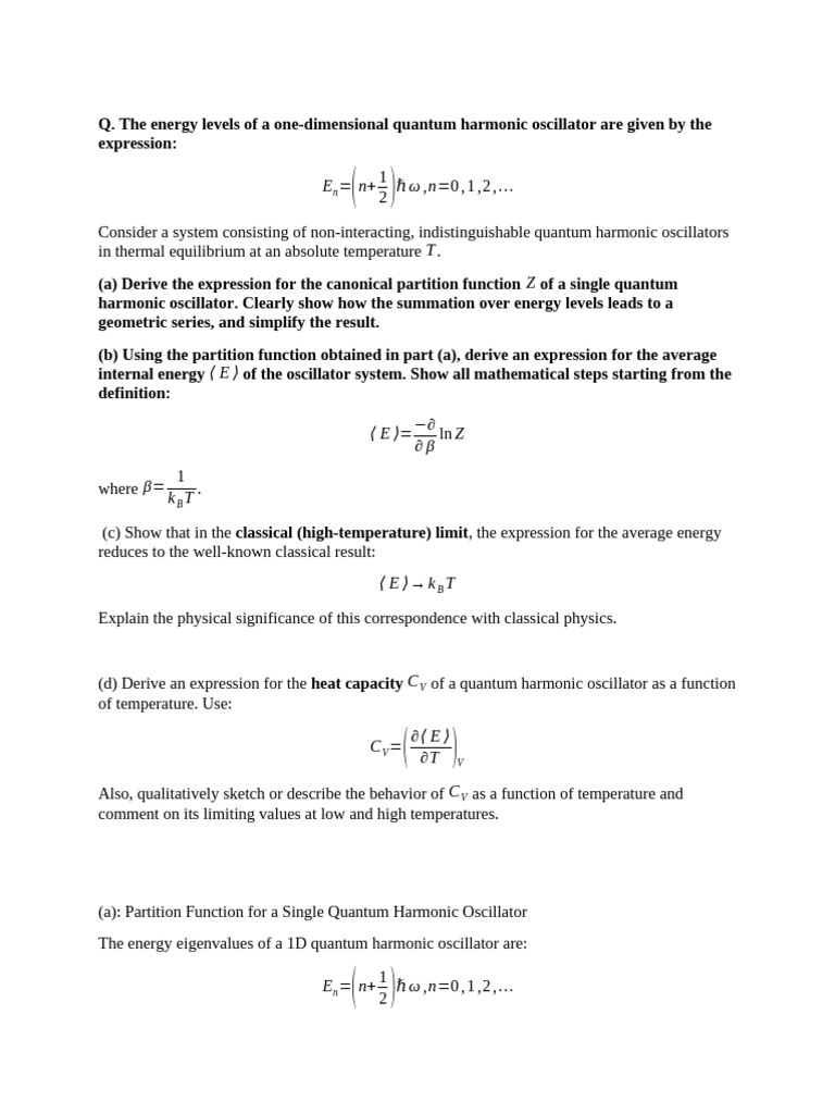 Quantum Harmonic Oscillator Partition Function | PDF | Velocity | Gases