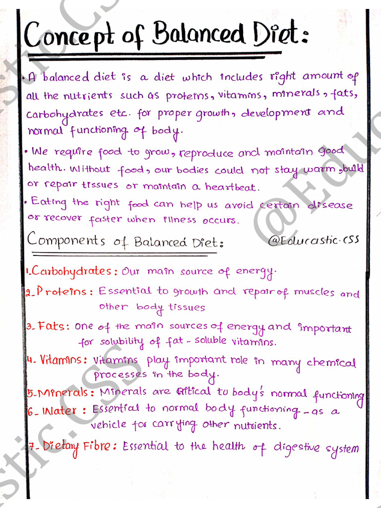 Lecture 14 - Balanced Diet (Complete) | PDF