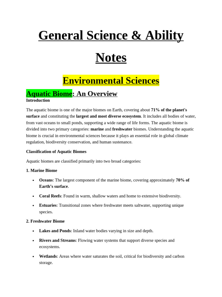 General Science & Ability Notes | PDF | Grassland | Forests