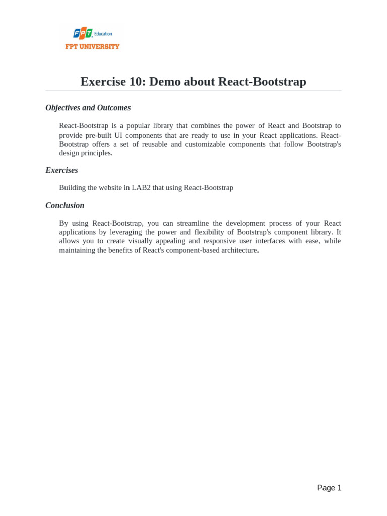 Exercise 10 - Demo About React-BootStrap | PDF