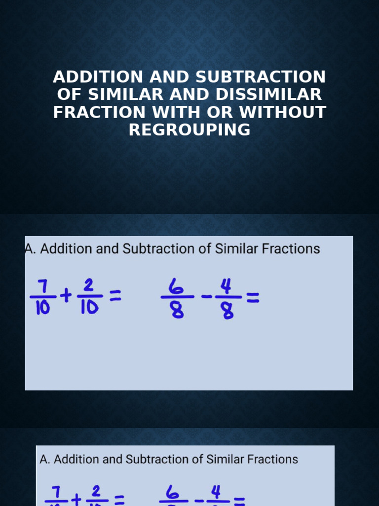 Addition and Subtraction of Similar and Dissimilar Fraction | PDF
