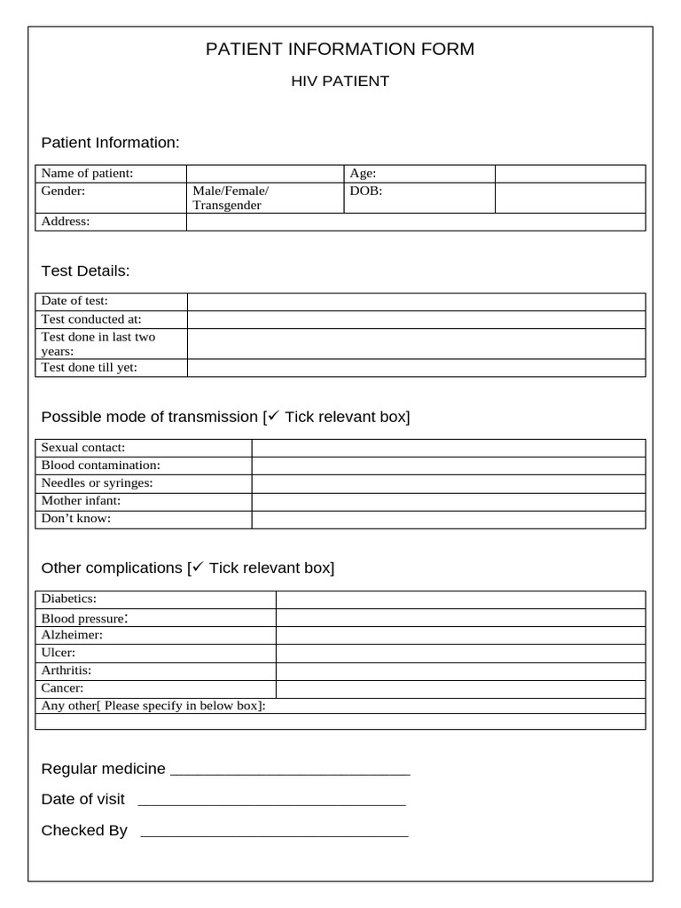 HIV Patient Information Form | PDF