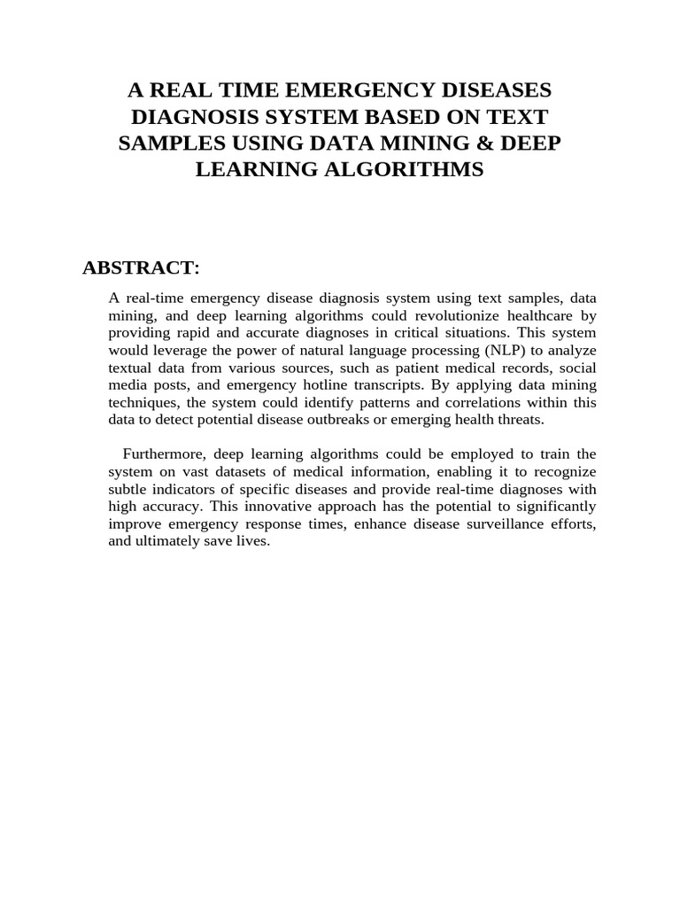 Real-Time Disease Diagnosis System | PDF | Medical Diagnosis | Machine ...