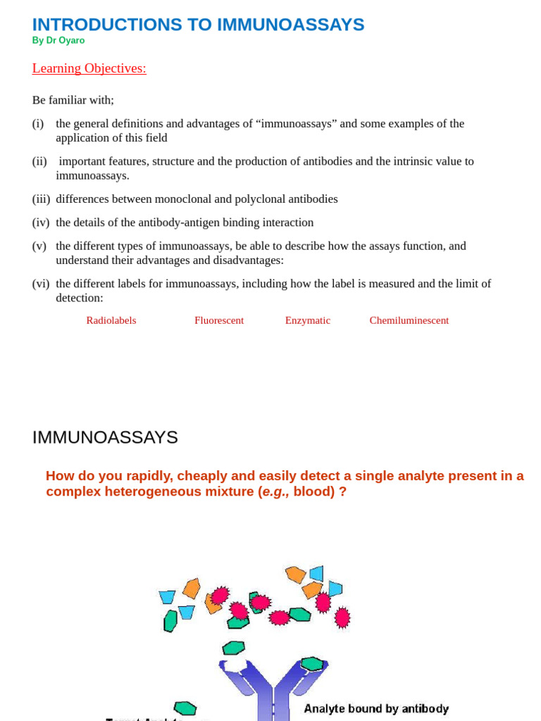 Overview of Immunoassays and Antibodies | PDF | Immunoassay | Antibody