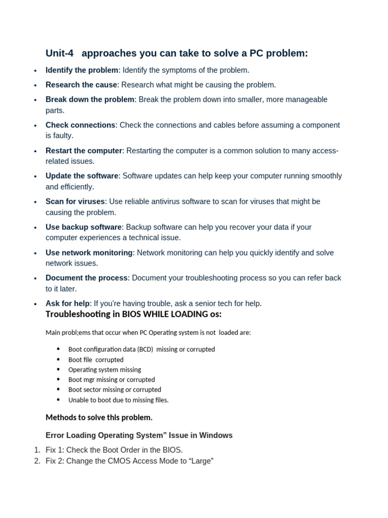 PC Troubleshooting and I/O Methods Guide | PDF | Input/Output ...