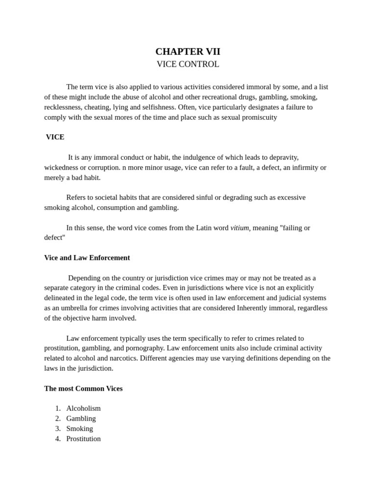 Chapter Vii Vice Control | PDF | Seven Deadly Sins
