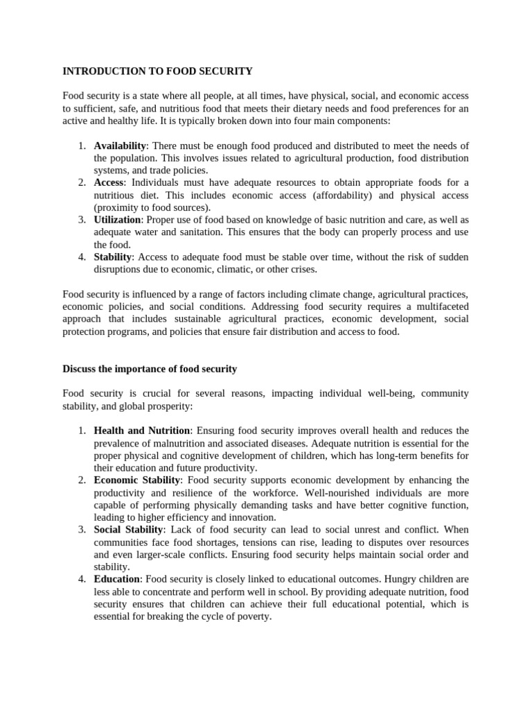 Understanding Food Security Essentials | PDF | Food Security | Agriculture