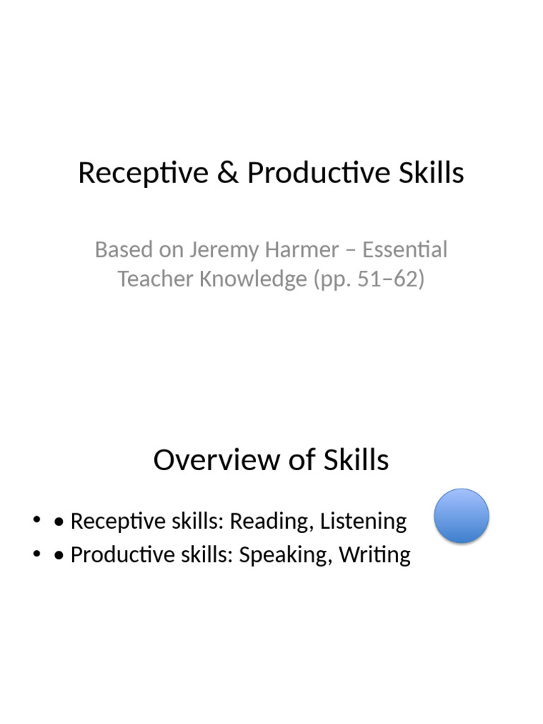 Receptive Productive Skills Enhanced | PDF
