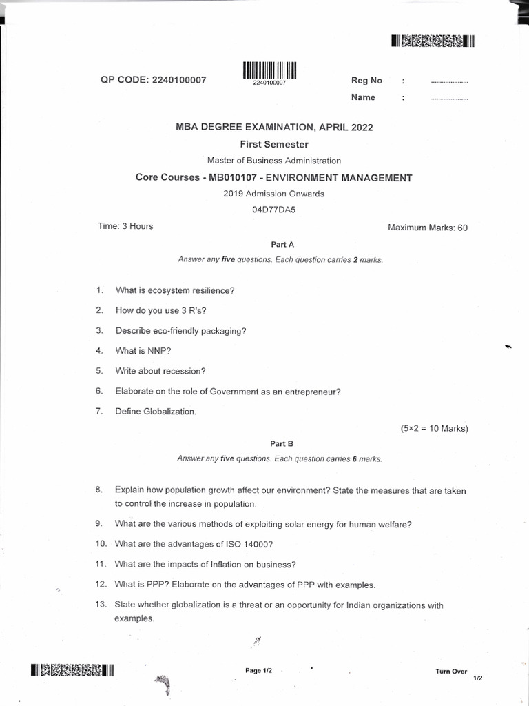 Business Administration Exam Questions | PDF