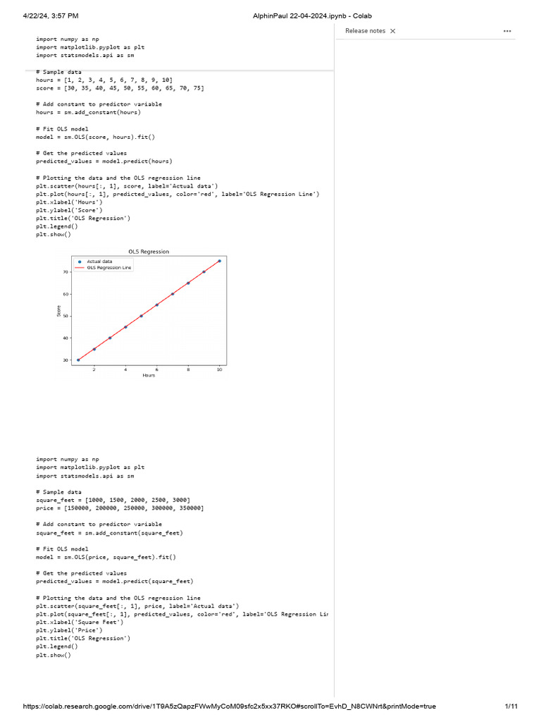 OLS Regression Analysis in Python | PDF | Ordinary Least Squares ...