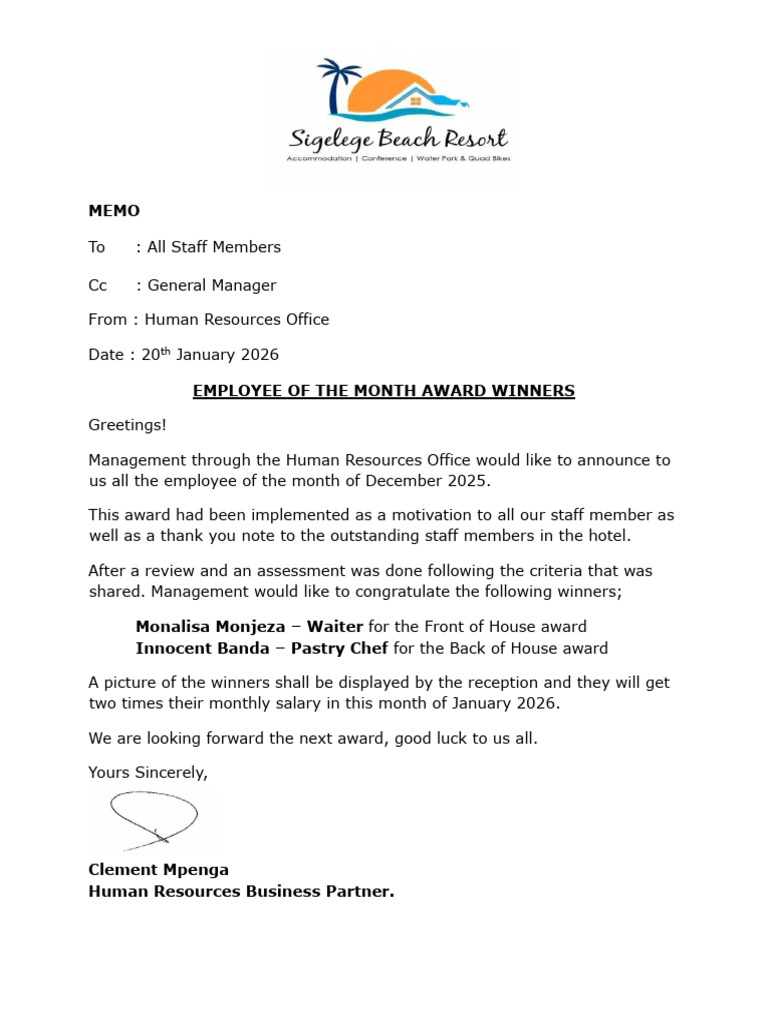 December 2025 Employee of the Month Winners | PDF