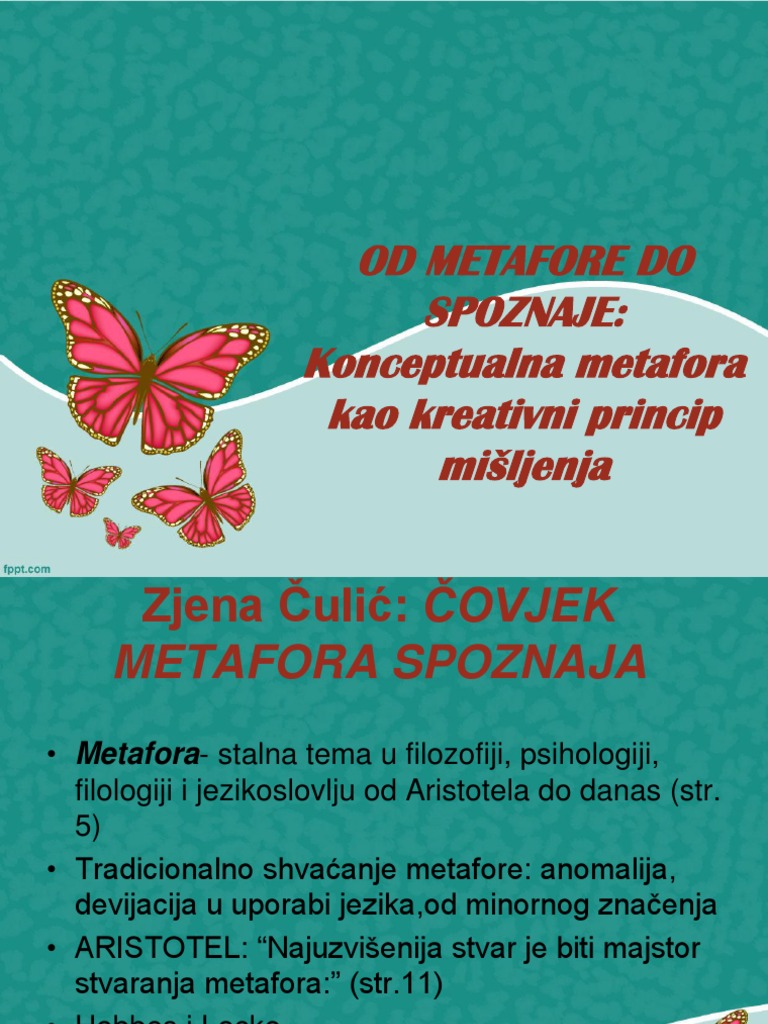 Od Metafore Do Spoznaje: Konceptualna Metafora Kao Kreativni Princip ...