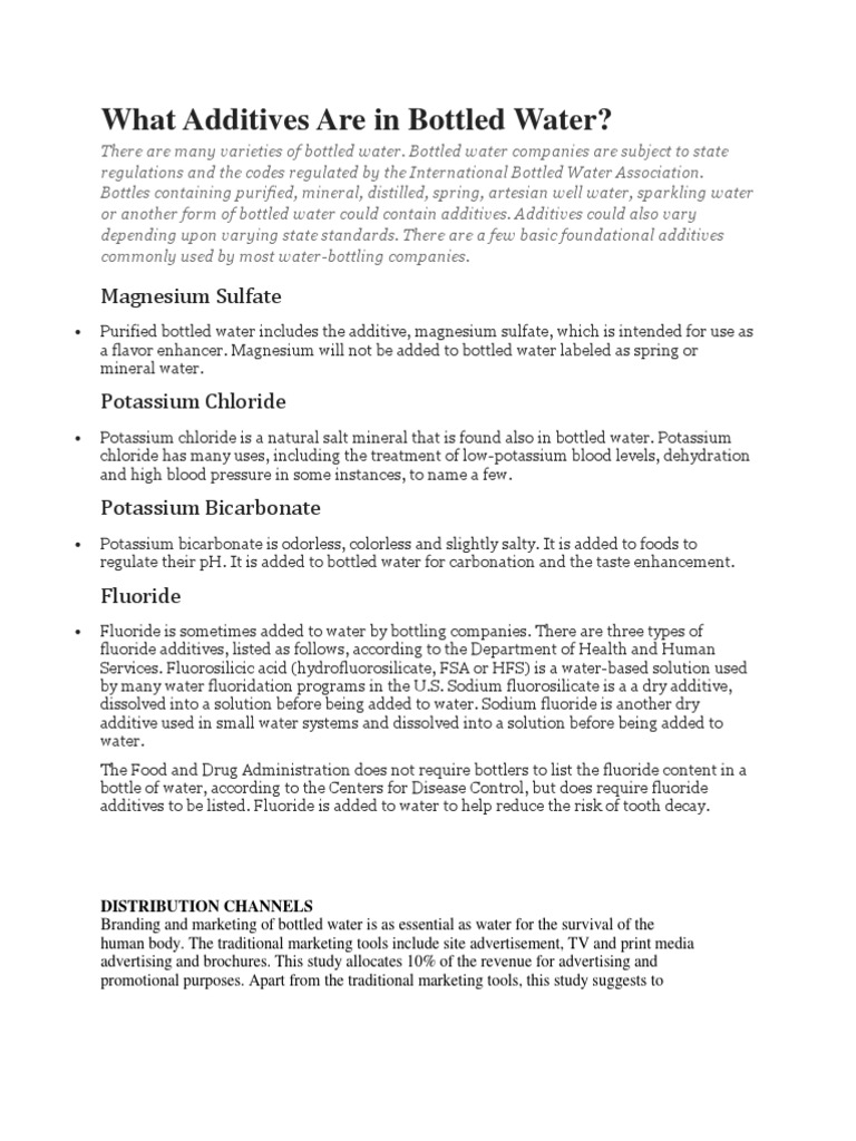 What Additives Are in Bottled Water? Magnesium Sulfate PDF Water