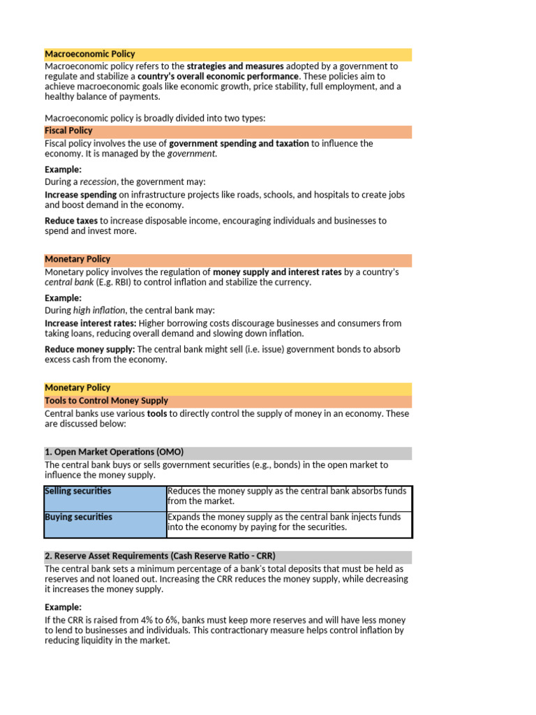 Understanding Macroeconomic Policies | PDF | Fiscal Policy | Interest