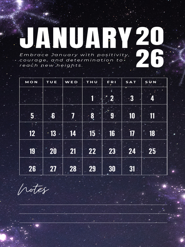 January Calendar and Motivational Notes | PDF