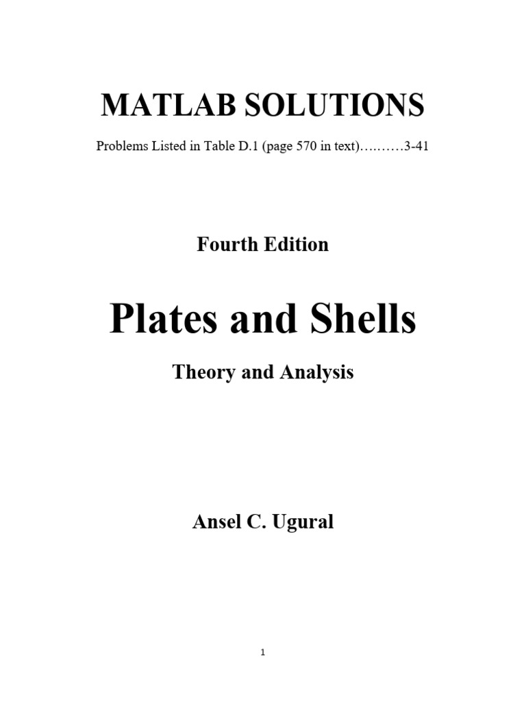 MATLAB Solutions for Plates and Shells | PDF | Bending | Stress (Mechanics)